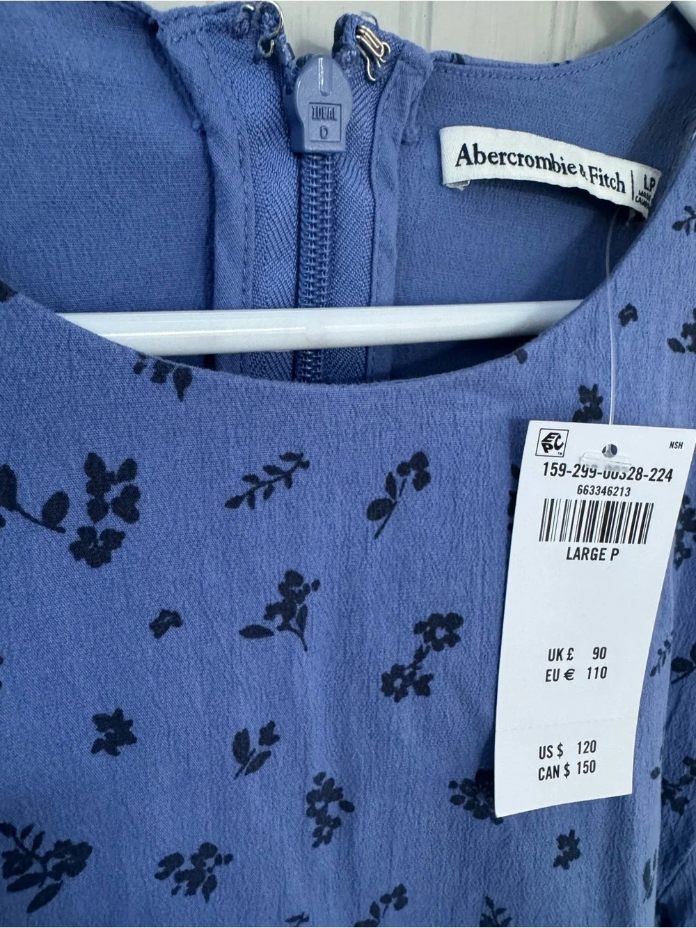 Abercrombie & Fitch Periwinkle Maxi Dress with Navy Floral Print